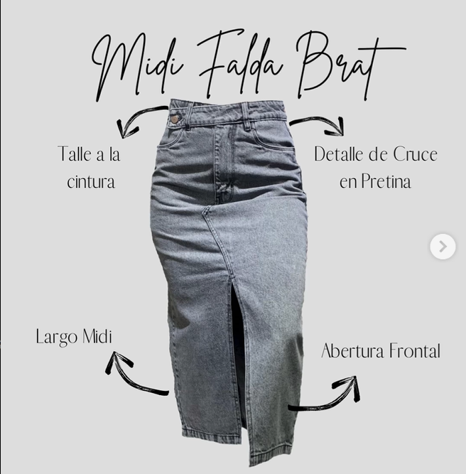 "BRAT" FALDA DENIM TONO ACID GRIS